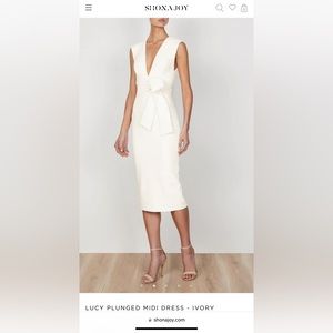 SHONA JOY, Lucy Plunged Midi Dress - Ivory, USA Size 4
